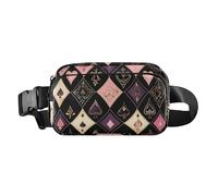 Heart of Peach and Purple Poker Sac banane pour homme et femme Sac banane multifonction avec sangle réglable pour cyclisme, randonnée, gym, Heart of Peach and Purple Poker, Taille unique