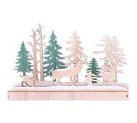 Heart of the home - Décoration de Noël à poser en bois renne Forest Deco - Beige et vert - Forest Deco Vert G