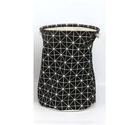 Heart of the home - Panier à linge Géométrique - Diam. 38 x H. 42 cm - Noir - Géométrique Noir G