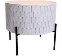 Heart of the home - Table d'appoint avec coffre scandi Kelia - Diam. 38 cm - Blanc - Kelia Blanc