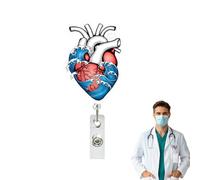 Heart Pattern Retractable Badge Clip Vertical ID Holder For Daily Use