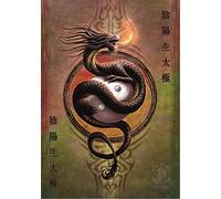 Heart Rock Licensed Drapeau Anne Stokes - Yin Yang Protector, Tissu, Multicolore, 110 x 75 x 0,1 cm