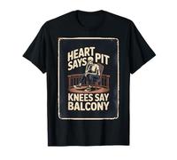 Heart Says Pit, Knees Say Balcony Funny Skeleton Design T-Shirt