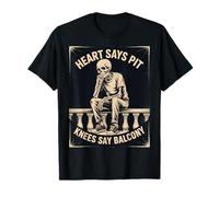 Heart Says Pit Knees Say Balcony Funny Skeleton Pun T-Shirt