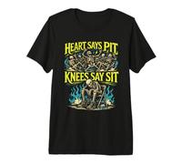 Heart Says Pit Knees Say Sit Squelette Citation drôle T-Shirt Haut de Gamme