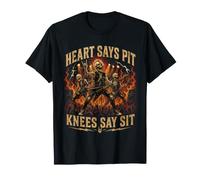 Heart Says Pit Knees Say Sit Squelette drôle T-Shirt