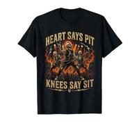 Heart Says Pit Knees Say Sit Squelette drôle T-Shirt Graphique avec Valeur, Homme, Noir, XL
