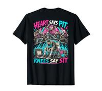 Heart Says Pit Knees Say Sit Squelette Gym Concert Humour T-Shirt