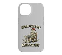 Heart Says Pit Knees Say Sit Squelette Vintage Entraînement Humour Coque pour iPhone 14