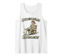 Heart Says Pit Knees Say Sit Squelette Vintage Entraînement Humour Débardeur