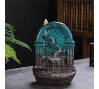 Heart Shape Incense Burner Ceramic Creative Decoration Crafts Left and Right Smoke Incense Holder Ornament for Yoga Room Office Living Room Decor (Heart) (Castle)