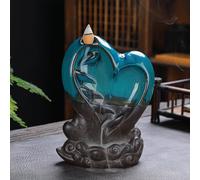 Heart Shape Incense Burner Ceramic Creative Decoration Crafts Left and Right Smoke Incense Holder Ornament for Yoga Room Office Living Room Decor (Heart) (Heart)