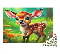 Heart-Shaped Deer with Floral Wings Puzzles 1000 Pieces Cadeau Unique Jeu Éducatif Défi Jouet À De Qualité Supérieure Peinture Art pour Adultes Et Enfants À Partir De 12 Ans 70x50cm/1000pcs