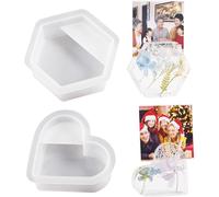 Heart Shaped Epoxy Resin Silicone Mould, Hexagon Resin Moulds For Flower Preservation, Home Decorations, Book Organization
