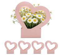 Heart-Shaped Flower Bag - Lot de 5 bouquets étanches | Portable Foldable Gift Bag, Floral Arrangement Wrap for Valentine's, Birthday, Mother's Day, Wedding and Party Use