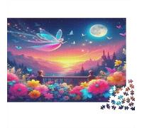 Heart-Shaped Frame with Roses and Butterfly by Beach Puzzles 1000 Pieces Cadeau Unique Jeu Éducatif Défi Jouet À De Qualité Supérieure Peinture Art pour Adultes Enfants 70x50cm/1000pcs