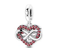 Heart - shaped Infinity Inscription Pendant Charm, Charm for Bracelet, Compatible with Pandora Bracelet Neckalce