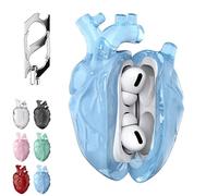 Heart-Shaped Protective Case for AirPods 3/4/pro, Heart-Shaped Liquid Silicone Protective Case - Drop-Proof Cover, with Keychain, Fantasy Design for Airpod 3/4/pro with Full Protection (Blue,4)