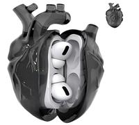 Heart-Shaped Protective Coat for AirPods 4, Silicone Clear Cover, 3D Liquid Silica Gel Earphone Coats, Fantasy Design for Airpod 4 Coat with Full Protection Against Drops (Black)