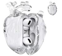 Heart-Shaped Protective Coat for AirPods 4, Silicone Clear Cover, 3D Liquid Silica Gel Earphone Coats, Fantasy Design for Airpod 4 Coat with Full Protection Against Drops (White)