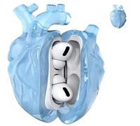Heart-Shaped Protective Coat for AirPods 4, Silicone Clear Cover, 3D Liquid Silica Gel Earphone Coats, Fantasy Design for Airpod 4 Coat with Full Protection Against Drops (Blue)