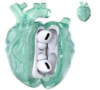 Heart-Shaped Protective Coat for AirPods 4, Silicone Clear Cover, 3D Liquid Silica Gel Earphone Coats, Fantasy Design for Airpod 4 Coat with Full Protection Against Drops (Green)