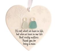 Heart-Shaped Sea Glass Friendship Decor, Handcrafted Ocean-Inspired Pendant, Hand-Made Hearts-Shaped Friendship Christmas Tree Ornament, Symbol of Love, Trust & Connection (1pcs)