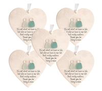 Heart-Shaped Sea Glass Friendship Decor, Timeless Friendship Heart Keepsake, Best Christmas Decor, Sea Glass Art for Best Friend (5pcs)