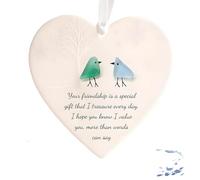 Heart-Shaped Sea Glass Friendship Decor, Timeless Friendship Heart Keepsake, Christmas Tree Hanging Ornaments, Shaped by Nature & Crafted by Hand, Friendships Gifts (B)