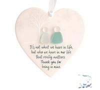Heart-Shaped Sea Glass Friendship Decor, Timeless Friendship Heart Keepsake, Christmas Tree Hanging Ornaments, Shaped by Nature & Crafted by Hand, Friendships Gifts (A)
