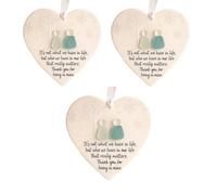 Heart-Shaped Sea Glass Friendship Decor, Timeless Keepsake Heart Ornament, Shaped by Nature & Crafted by Hand, Sea Glass Art Decor for Best Friends, Christmas Tree Hanging Decoration (White*3PCs)