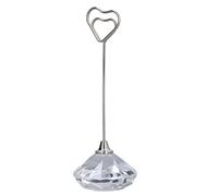 Heart Shaped Table Number Holder | Metal & Acrylic Card Stand | Stable Base for Wedding Place Cards/Restaurant Menus/Office Memos | Sturdy Oxidation - Protected Display (Transparent diamond heart