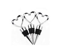 Heart-Shaped Wine Bottle Stopper, Wine Champagne Beer Bottle Stopper (3Pcs, Silver)