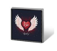 Heart Shaped with Angel Wings Brooch Pins for Women Men Square Collar Lapel Pins Coat Jacket Accessories