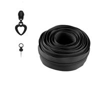 Heart-Shaped Zipper Pull & Size 5 Zipper Tape Set,Suitable for Bags, Clothing, and Fabric Crafts Black