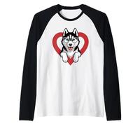 Heart Siberian Husky Glasses Huskies Manche Raglan
