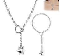 Heart Slip Chain Damen, Collar De Cadena Deslizante Con Anillo En O De Corazón, Collar Mujer En Forma De Y Acero Inoxidable Cadena Larga Ajustable Adecuada Para Cumpleaños Y Regalos De San Valentín.