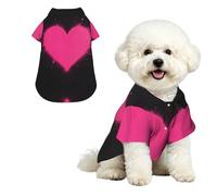 Heart Spray S Chemise hawaïenne pour petits chiens - Tenue d'été mignonne pour chiot - Vêtement de plage doux et respirant avec boutons
