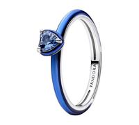 Heart Sterling Silver Ring with Blue Crystal and Blue Enamel