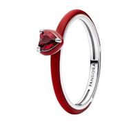 Heart Sterling Silver Ring with Salsa Red Crystal and Red Enamel