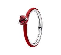 Heart Sterling Silver Ring with Salsa Red Crystal and Red Enamel