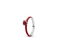 Heart Sterling Silver Ring with Salsa Red Crystal and Red Enamel