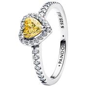 Heart Sterling Silver Ring with Vibrant Yellow and Clear Cubic Zirconia