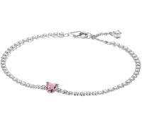 Heart Sterling Silver Tennis Bracelet with Fancy Pink and Clear Cubic Zirconia