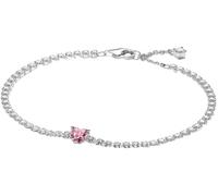 Heart Sterling Silver Tennis Bracelet with Fancy Pink and Clear Cubic Zirconia