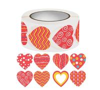 Heart Stickers - 500 Pieces Shape Labels, Decorative Celebration Decals, Adhesive Wedding Party Supplies, Romantic Scrapbooking Accessory, Stationery Items, Red Paper Rolls For Classroom Workplace