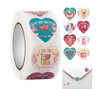 Heart Stickers,500 Pieces Shape Self Adhesive Decal | Love Sticker Roll - For Party, Card, Envelope Sealing, Craft, Scrapbooking