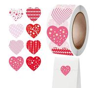 Heart Stickers - Paper 2.5cm, Love Labels, Reward Decals | Decorative Sticker Roll 500 Pieces For Birthday, Workplace, Valentine's Day, Home, Wedding, Party, Classroom, Celebration Use