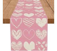 Heart Table Runner,Romantic Love Heart Table Cover - Polyester Rectangular Tables Cover, Seasonal Kitchen Dining Tables Decoration for Valentine's Day Parties Supplies