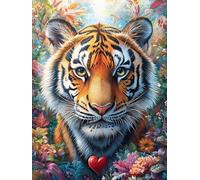 Heart Tigre 1000 Pieces Casse-tête Adolescent en Carton Épais Haute Densité Animaux et Plantes Difficulté Moyenne Activité Éducative Passe-Temps Cadeau Noël Pas Cher 1000 PCS